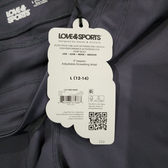 NWT Love & Sports Women's Bike Shorts, 9" Inseam - Picture 11 of 12